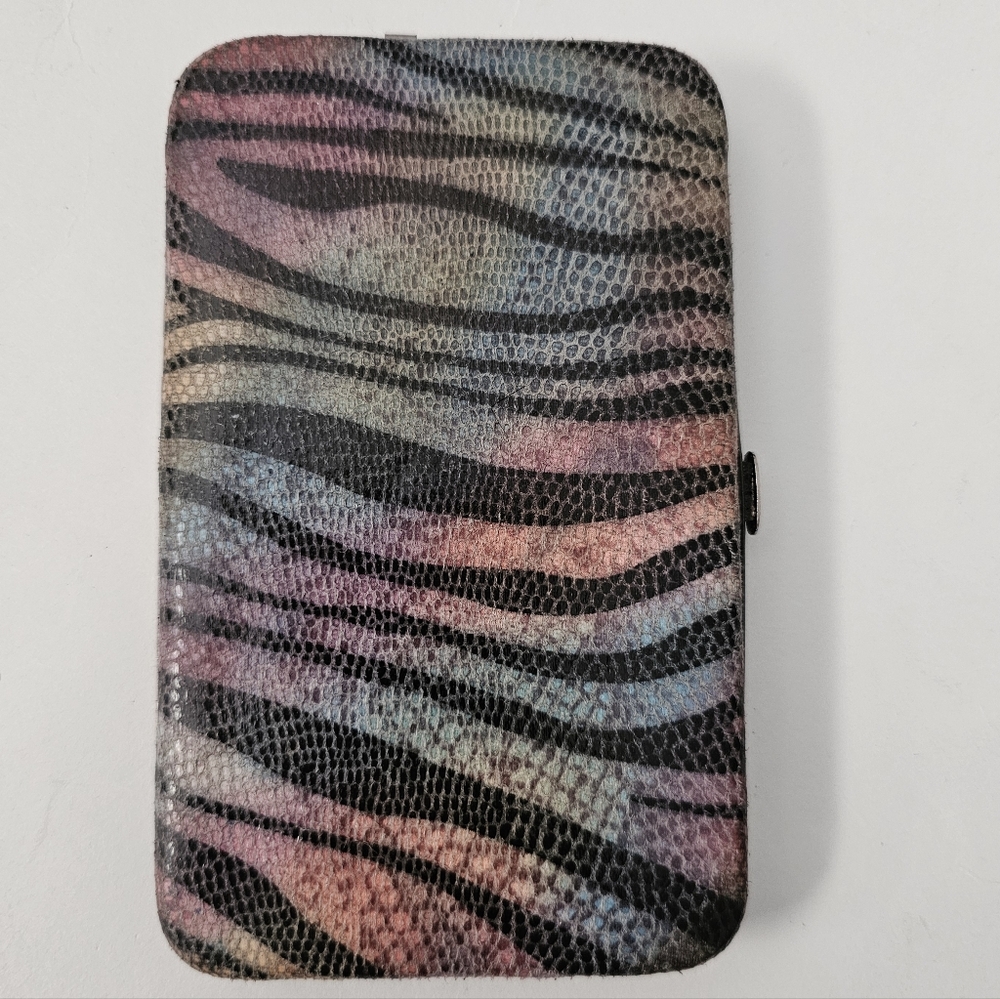 Multicolor Zebra Print Cell Phone And Wallet Case with Card Slots